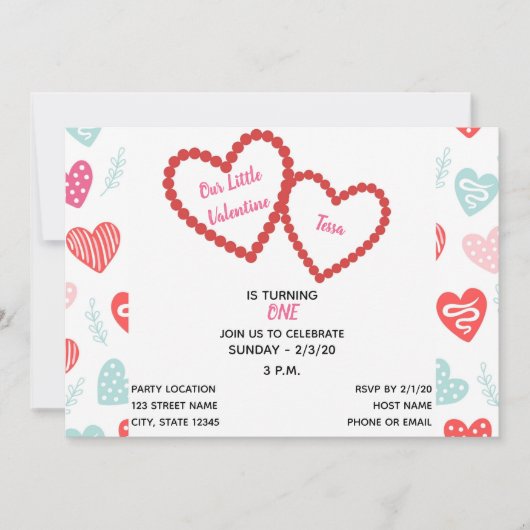 Heart Valentijn Birthday Uitnodiging (Voorkant)