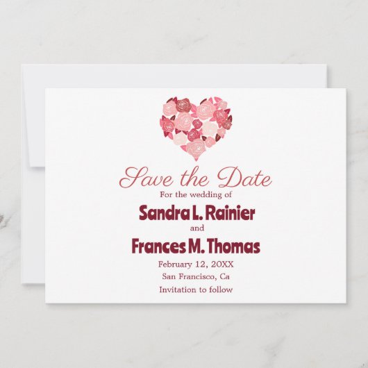 Heart Valentijn Red Rose Save the Date Cards (Voorkant)