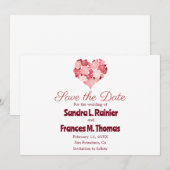 Heart Valentijn Red Rose Save the Date Cards (Voorkant / Achterkant)