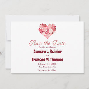 Heart Valentijn Red Rose Save the Date Cards