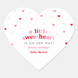 Heart Valentijn Theme Baby Girl Shower Red Sticker