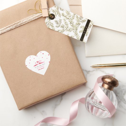 Heart Valentijn Theme Baby Girl Shower Red Sticker (Geschenken)