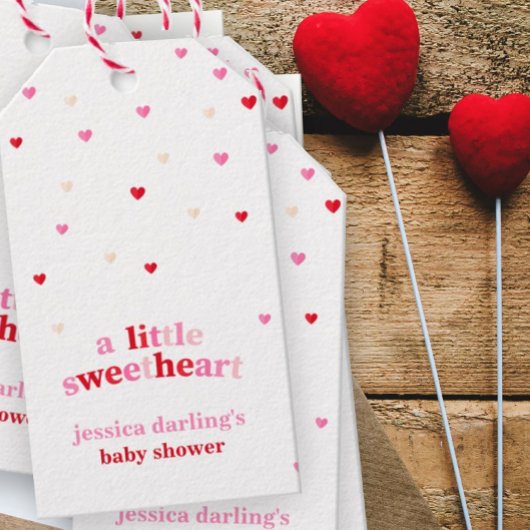 Heart Valentijn Theme Baby Girl Shower Rood Roze Cadeaulabel