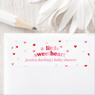 Heart Valentijn Theme Baby Girl Shower Rood Roze  Etiket
