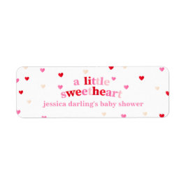 Heart Valentijn Theme Baby Girl Shower Rood Roze Etiket