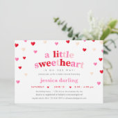Heart Valentijn Theme Baby Girl Shower Rood Roze Kaart (Staand voorkant)