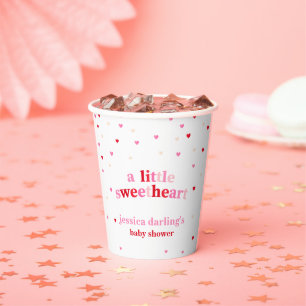 Heart Valentijn Theme Baby Girl Shower Rood Roze Papieren Bekers