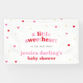 Heart Valentijn Theme Baby Girl Shower Rood Roze Spandoek (Horizontaal)