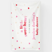 Heart Valentijn Theme Baby Girl Shower Rood Roze Spandoek (Verticaal)