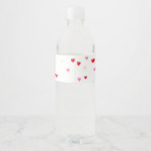 Heart Valentijn Theme Baby Girl Shower Rood Roze Waterfles Etiket (Achterkant)
