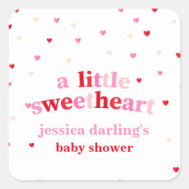 Heart Valentijn Theme Baby Girl Shower Vierkante Sticker