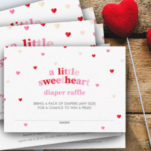 Heart Valentijn Theme Baby shower Diaper Raffle E Informatiekaartje
