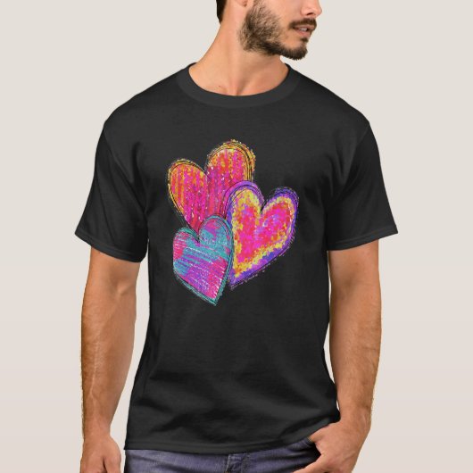 Heart Valentines Day Tie Dye Cute For Couple Match T-shirt (Voorkant)