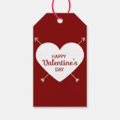 Heart van Red and White Happy Valentine's Day Cadeaulabel (Voorkant)