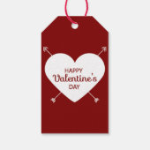 Heart van Red and White Happy Valentine's Day Cadeaulabel (Achterkant)