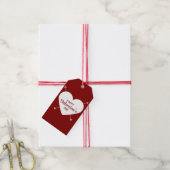 Heart van Red and White Happy Valentine's Day Cadeaulabel (Met Touw)
