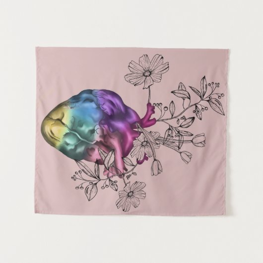 Heart Vase Wandkleed (Voorkant (horizontaal))