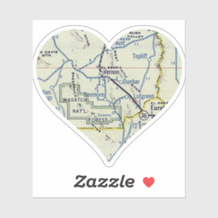 Heart Vernon Utah Retro kaart Sticker