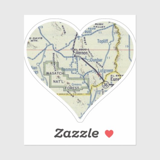 Heart Vernon Utah Retro kaart Sticker (Vel)
