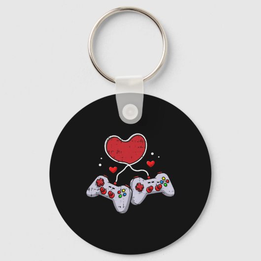 Heart Video-game Controller Valentines Day Cool Ga Sleutelhanger (Voorkant)