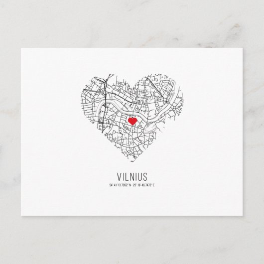  Heart Vilnius City Map (Litouwen)  Briefkaart (Voorkant)