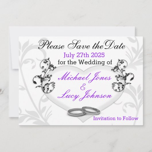 Heart & Vines Save The Date Kaart (Voorkant)