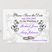 Heart & Vines Save The Date Kaart (Voorkant / Achterkant)
