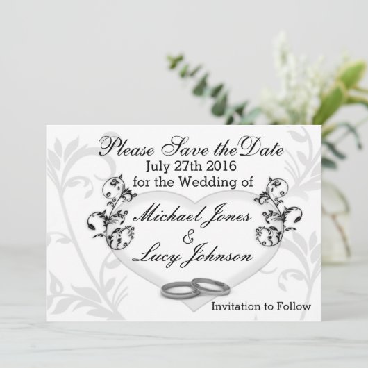 Heart & Vines Save The Date Kaart (Staand voorkant)