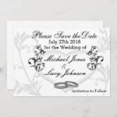 Heart & Vines Save The Date Kaart (Voorkant / Achterkant)