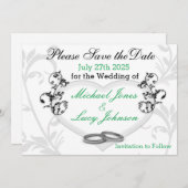 Heart & Vines Save The Date Kaart (Voorkant / Achterkant)