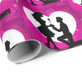 Heart Voorstel Silhouette Pink Cadeaupapier (Rol Hoek)