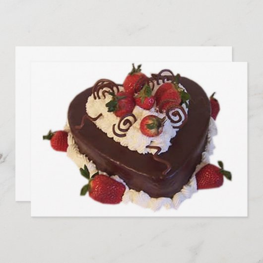 HEART-VORM CAKE-INVITATIE KAART (Voorkant / Achterkant)