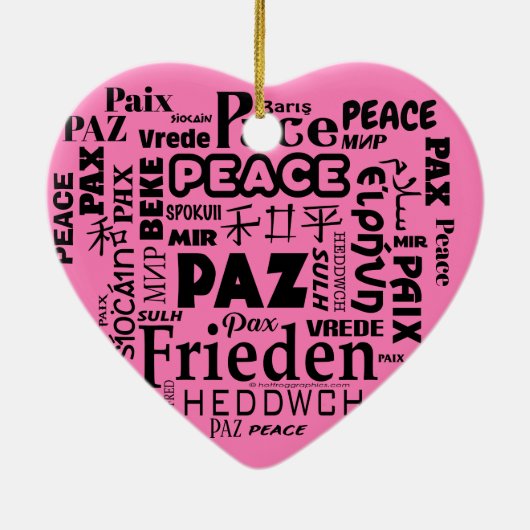 Heart vorm PEACE is kerstversiering Keramisch Ornament (Achterkant)