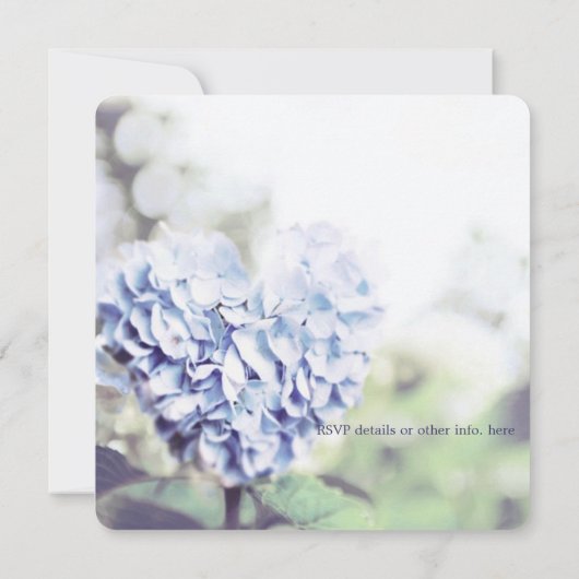 Heart-vormige Blue Hydrangea Mason Jar Wedding Kaart (Achterkant)