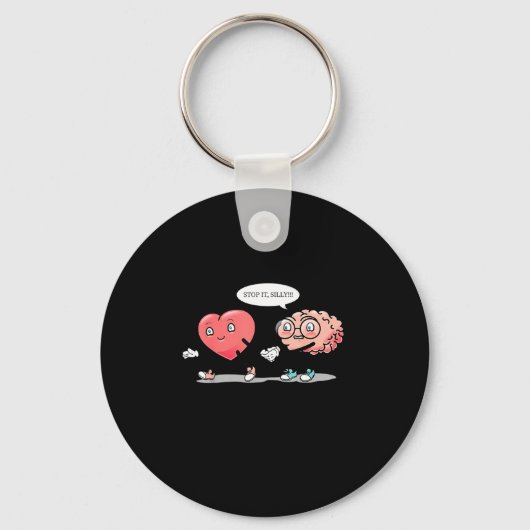Heart Vs Brain Heart Leading Brain Valentines  Sleutelhanger (Voorkant)