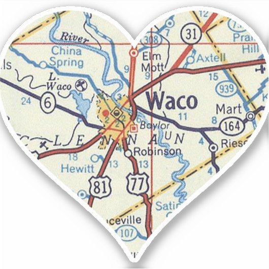 Heart Waco Texas Sticker (Voorkant)