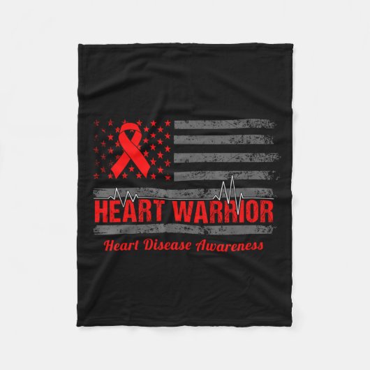 Heart Warrior American Flag Heart Disease Awarenes Fleece Deken (Voorkant)