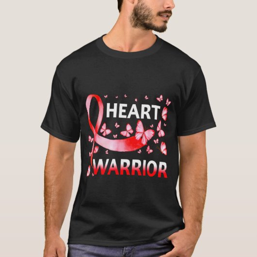 Heart Warrior Butterfly Heart Disease Awareness  T-shirt (Voorkant)