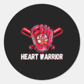 Heart Warrior Heart Disease Awareness Baseball Sof Ronde Sticker (Voorkant)
