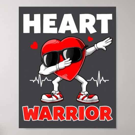 Heart Warrior Heart Disease Awareness Month Red He Poster (Voorkant)