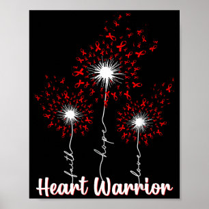 Heart Warrior Paardenbloem Rode Hartziekte Bewustz Poster