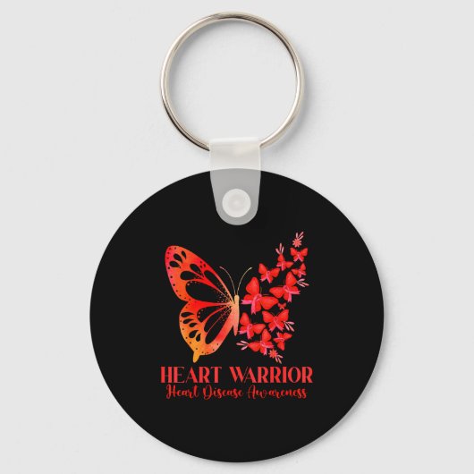 Heart Warrior Red Ribbon Butterfly Heart Disease A Sleutelhanger (Voorkant)