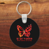 Heart Warrior Red Ribbon Butterfly Heart Disease A Sleutelhanger (Voorkant)
