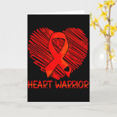 Heart Warrior Red Ribbon Heart Disease Awareness  Kaart (Gele Bloem)