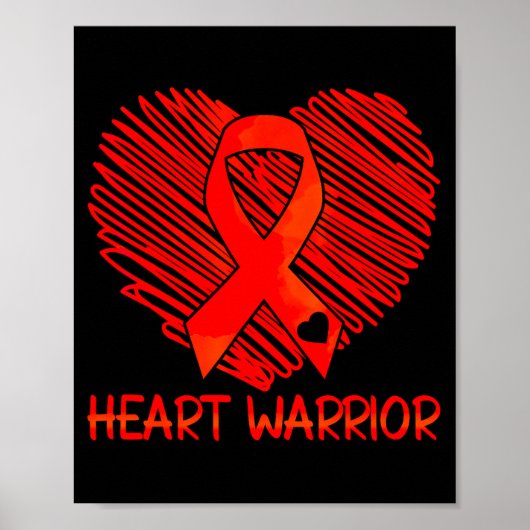 Heart Warrior Rode lint Hartziekte bewustzijn Poster (Voorkant)