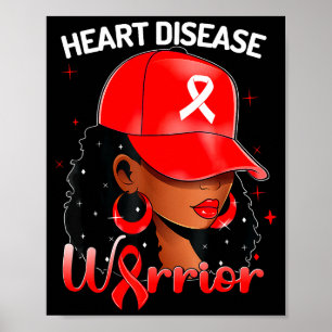 Heart Warrior Rode Zwarte Vrouw Hartziekte Bewustz Poster