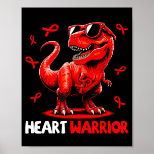 Heart Warrior Trex Dinosaurus Hartziekte Bewustzij Poster