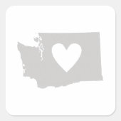 Heart Washington staatssilhouette Vierkante Sticker (Voorkant)