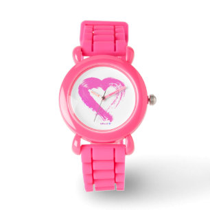 Heart Watch Roze Glitter Horloge