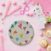 Heart Watercolor Paper Plates Papieren Bordje (Feest)